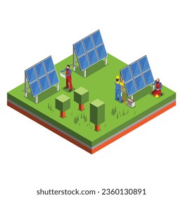 vector electricity isometric icons set with solar panels power stations high voltage wires