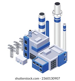 vector electricity isometric icons set with solar panels power stations high voltage wires