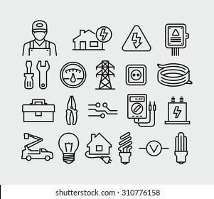 Vector Electricity outline icons 