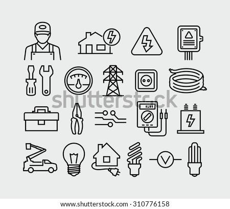 Vector Electricity outline icons 