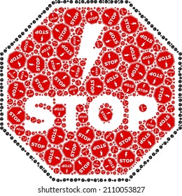Vector electricity stop octagon icon mosaic. Electricity stop octagon collage is designed of random self electricity stop octagon elements. Recursion collage of electricity stop octagon icon.