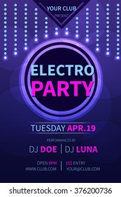 Vector electro party flyer template. Abstract party invitation flyer. Party flyer, banner, template design.