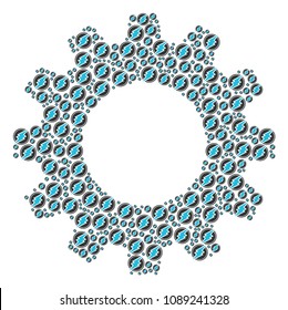 Vector electroneum icons are composed into cogwheel composition. Mechanics design concept constructed from electroneum objects.