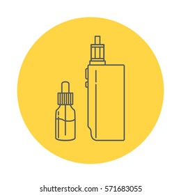 Vector electronic cigarette line Vape device.Vaping juice for vape.Icon vape devices in flat style. Vaping culture, smoking.