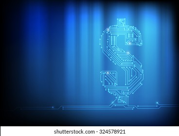 Vector : Electronic circuit in dollar symbol on technology background