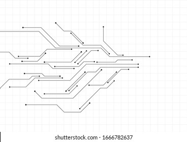 Vector : Electronic circuit with gray grid on white background