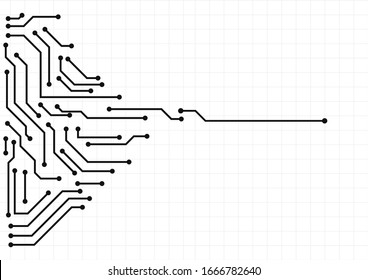 Vector : Electronic circuit with gray grid on white background