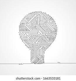 Vector : Electronic circuit inside lightbulb 