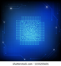 Vector : Electronic circuit on blue background