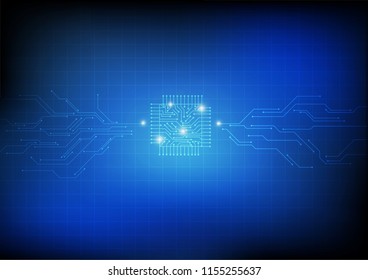 Vector : Electronic circuit on blue background