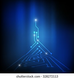Vector : Electronic circuit on blue background