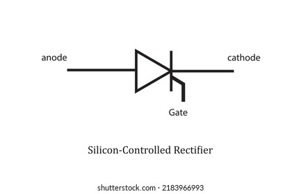 rectificador de control de silicio con símbolo de circuito electrónico vectorial