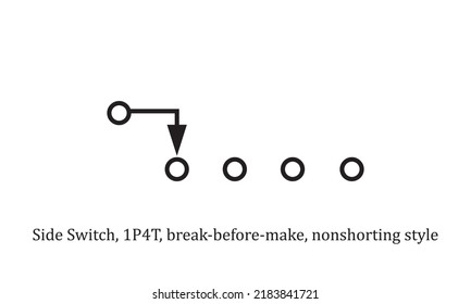 vector electronic circuit symbol slide switch 1P4T, break before make, non shorting style