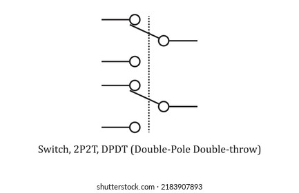 vector electronic circuit symbol switch, 2P2T, DPDT Double Pole Double Throw