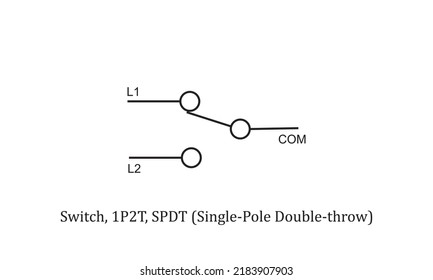 vector electronic circuit symbol switch, 1P2T, Single Pole Double Throw