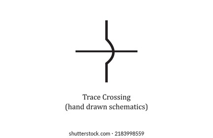 Vector Electronic Circuit Symbol Trace Crossing Hand Draw Schematic