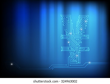 Vector : Electronic circuit in yen symbol on technology background