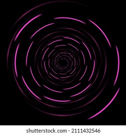 Vector electronic cyberpunk light pink rounds on black background. Abstract futuristic circles tech digital background music sound cyber punk concept. Vector illustration