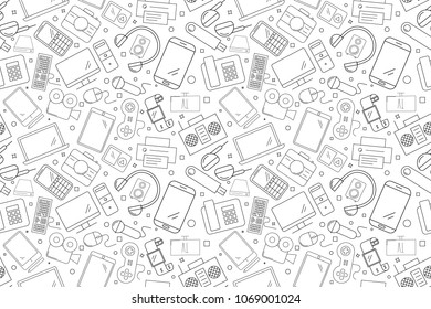 Vector Electronic And Device Pattern. Electronic And Device Seamless Background