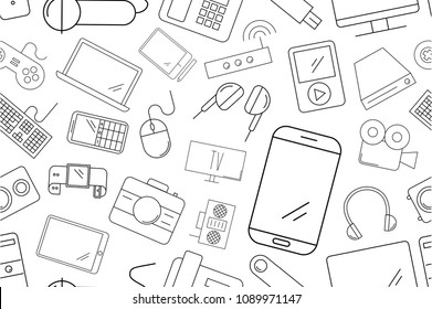 Vector electronic and device pattern. electronic and device seamless background