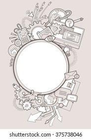 Vector electronic devices on gray background