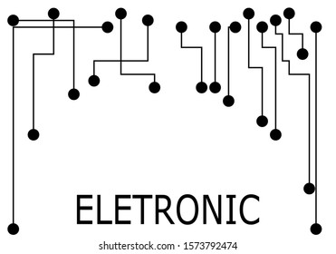 vector electronic diagram black line and dot isolate on white vintage technology background empty space