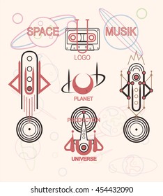 vector electronic dub musik logotype retro roots futuristic space