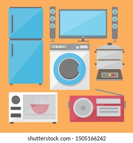 vector electronic household kitchen cooking washing machine television 