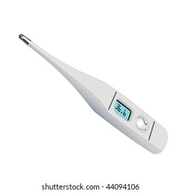 Vector electronic medical thermometer on the white isolated background