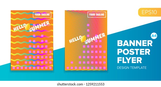 Vector electronic music summer party poster background. club party flyer or creative banner with abstract waves and fresh lemon. Hello summer party design template