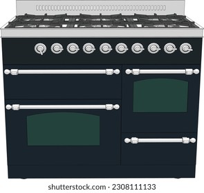 horno de agua de horno electrónico vectorial con pantalla de cristal líquido lcd plano, aislado, patrón de signo e icono, Vectador 3D