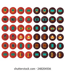 vector electronic set color icons