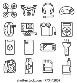 Vector electronics devices related vector icons set on white background