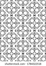 Vector elegan ornate tile seamless pattern. White and black background Retro hindu monochrome motif
