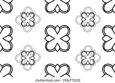 Vector elegan ornate tile seamless pattern. White and black background Retro hindu monochrome motif
