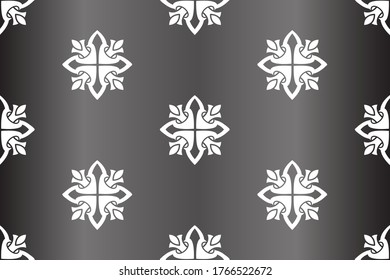 Vector elegan tile seamless simple damask pattern. White ornament on color background Retro vintage motif