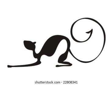 vector elegance cats silhouette isolated on white