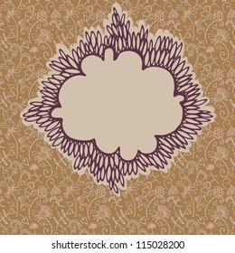 Vector elegance invitation card with flowers. Texture behind the circle panel is complete and seamless