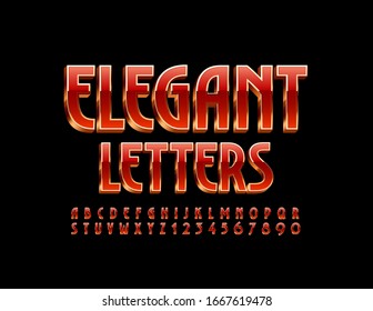 Vector Elegant 3D Font. Luxury Red and Gold Alphabet Letter and Numbers.