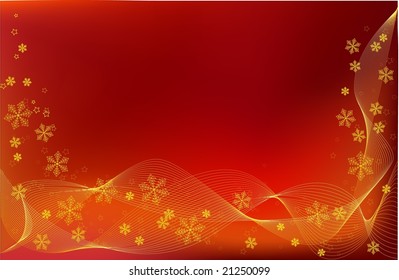 Vector - Elegant abstract Christmas background with snowflakes outlines in red and gold