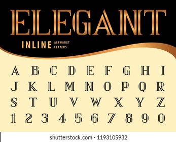 Vector Elegant Alphabet Letters Numbers Serif Stock Vector (Royalty ...