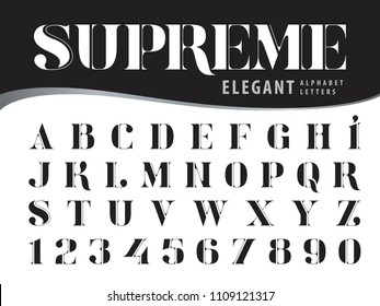 Vector of Elegant Alphabet Letters and numbers,Modern Serif Style fonts, Vintage and retro typography,Didot typeface, Black Letters set for Dollar Bill, Money,Label,Classical,Superior,Antique,