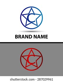 Vector elegant alphabet star element Letter c
