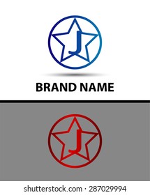 Vector elegant alphabet star element Letter j
