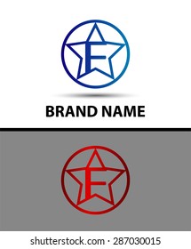 Vector elegant alphabet star element Letter f
