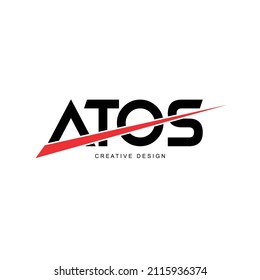 Vector elegant ATOS text and red lines, for free design.