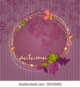vector elegant autumn illustrated background with grapes