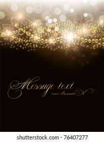 vector elegant background with place for text invitation. golden elements, stars and sparks. eps 10.