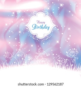 Vector elegant birthday card template.