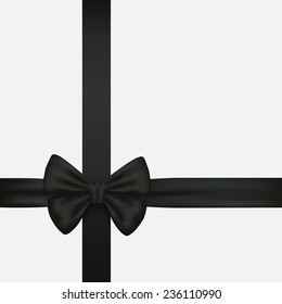 Vector. Elegant black bow with ribbons.